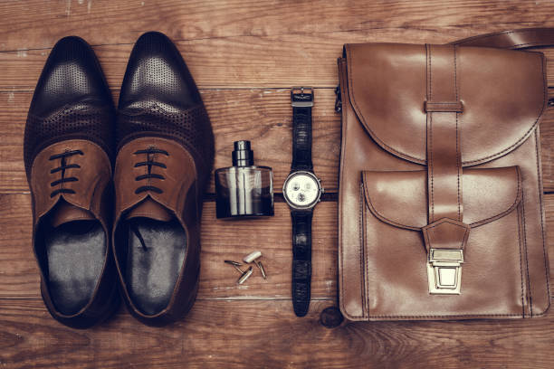 istock Men's accessories. Top view. Classical fashion style. 857896068