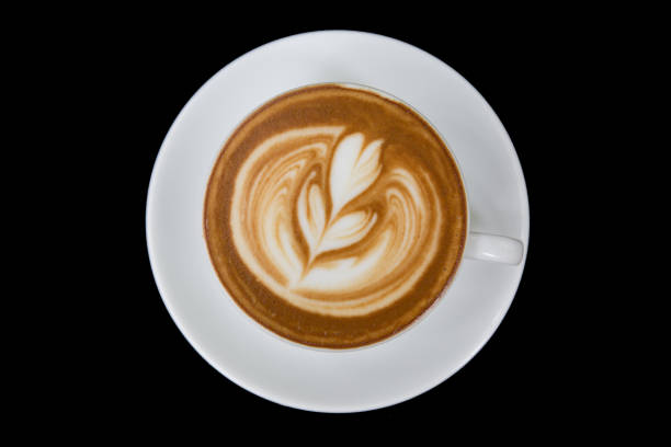 istock Top view hot coffee ,hot latte ,latte art ,in black 857896866