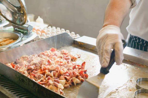 Chef is stirring beacon for american breakfast