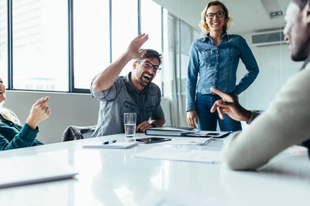 istock Colleagues having casual discussion during meeting 857897778