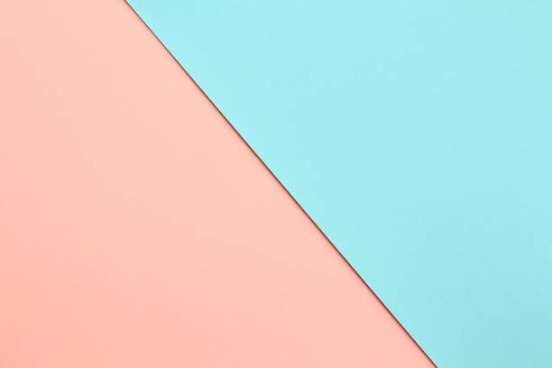 abstract geometricpaper background in soft pastel pink and blue colors - blue tinted imagens e fotografias de stock