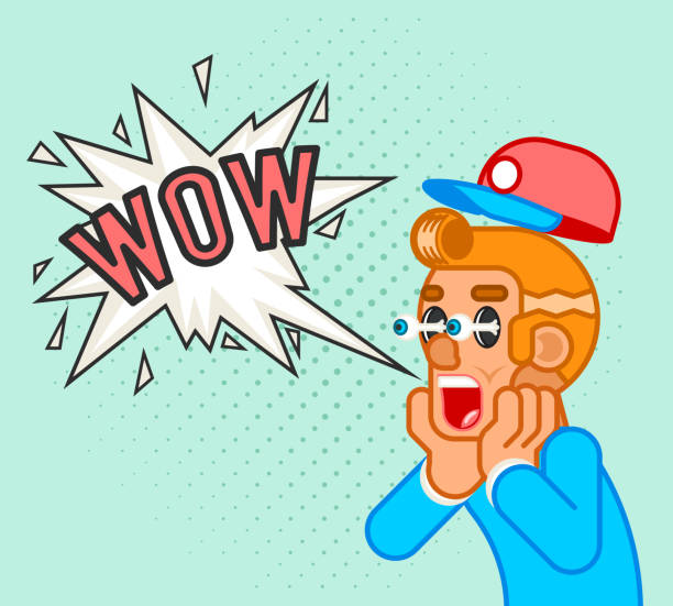 Surprised Customer Character Shocked Scream Wow Commercial Business Offer  Flat Design Line Art Vector Illustration Stock Illustration - Download  Image Now - iStock