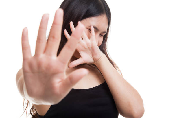 istock Young Asian woman hide her  face. 857930962