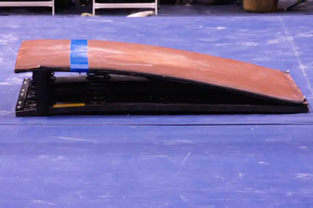 Gymnastics equipment isolated to a blue background