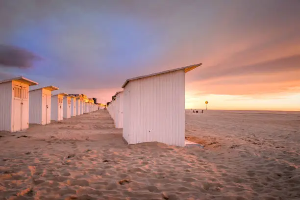 Sunset on the beach of Oostende, Monday 31 July 2017, Oostende, Belgium.