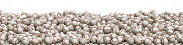 baseballs pile panorama - seam heap sport horizontal imagens e fotografias de stock