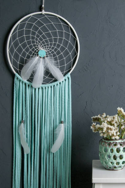 istock Mint dream catcher on bedroom interior 857966582