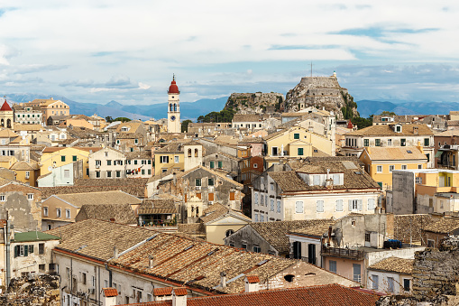 Corfu Old town, the fortress of Corfu. A popular tourist destination. Island in the Ionian sea. European vacation.
