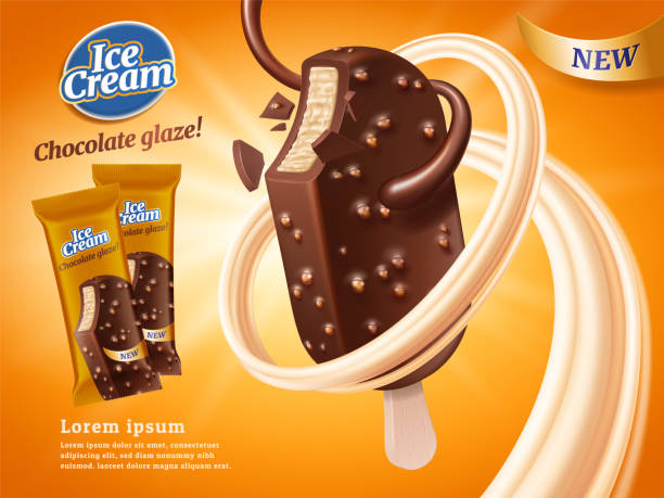 czekolada wanilia ice bar reklamy - milk chocolate illustrations stock illustrations