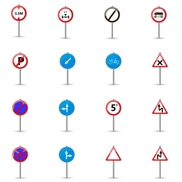 Vector illustration of Set of road signs. vector