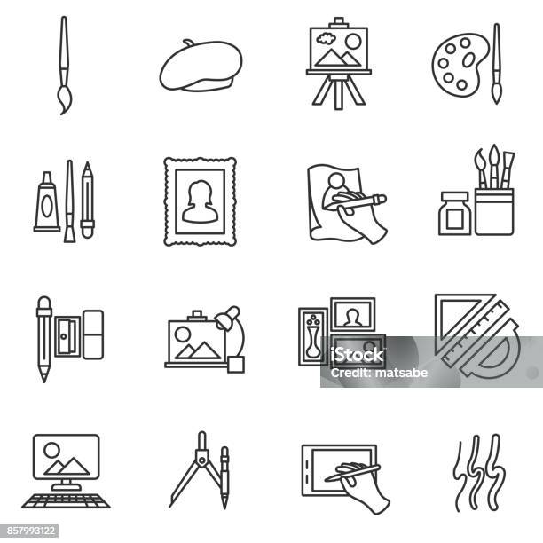 Painter Set Icons Stock Illustration - Download Image Now - Icon Symbol, Art, Painting - Art Product