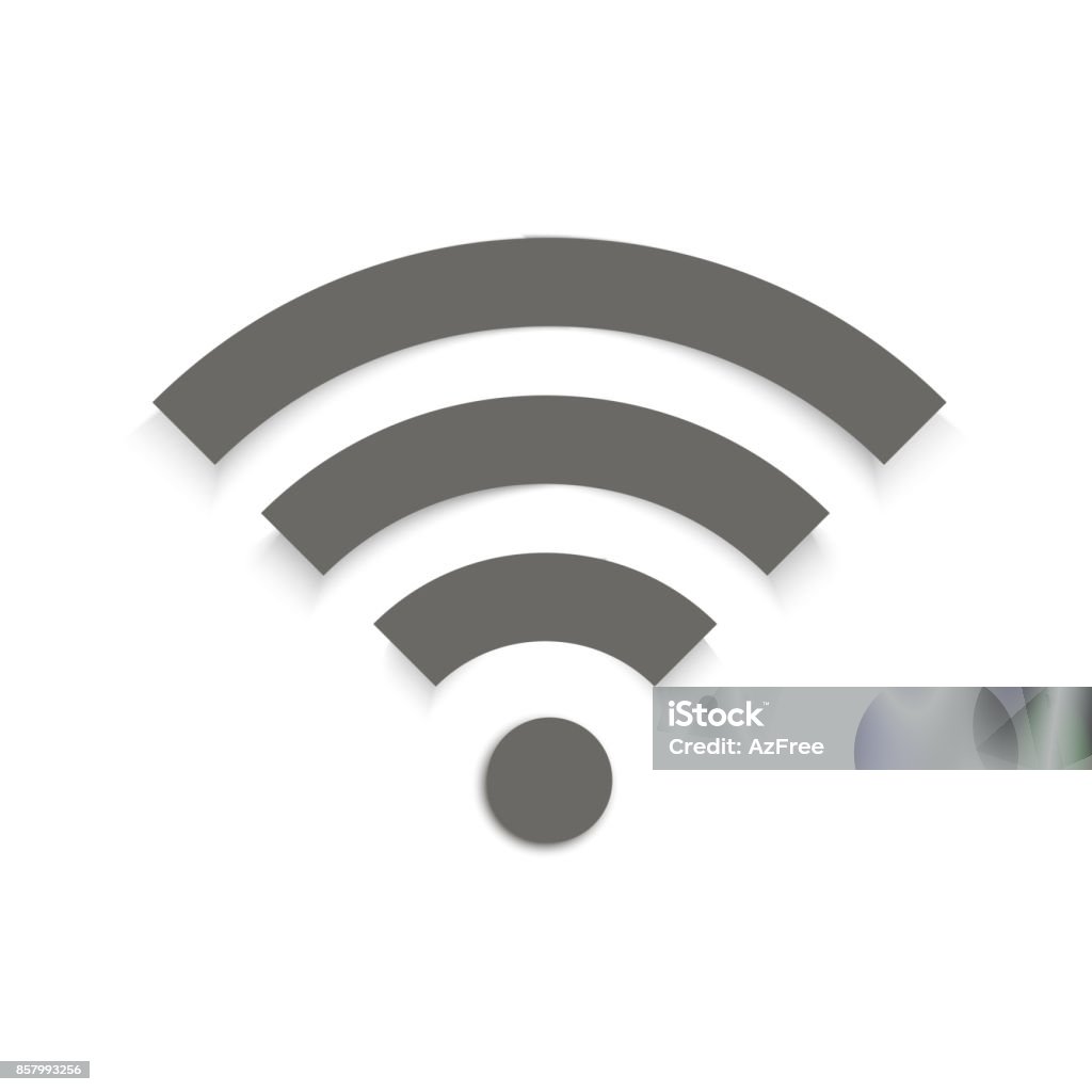 WiFi Zeichen Symbol Vektor mit Schatten. - Lizenzfrei Drahtlose Technologie Vektorgrafik