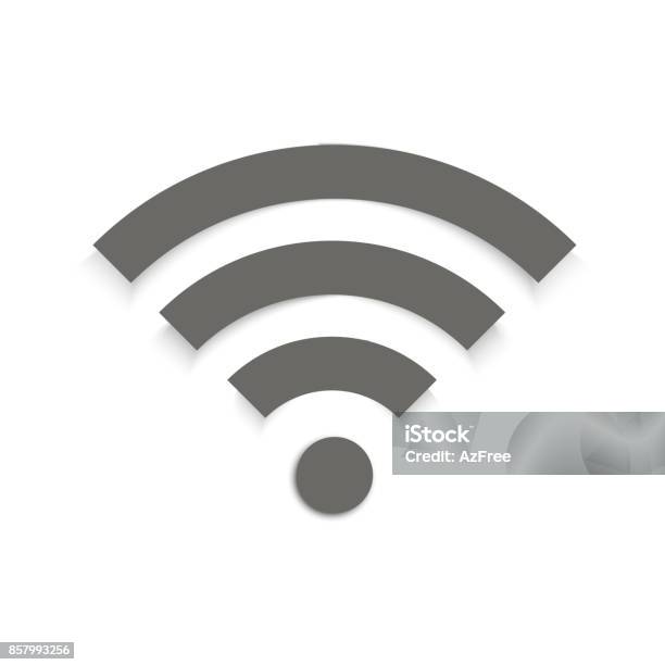 Wifi Zeichen Symbol Vektor Mit Schatten Stock Vektor Art und mehr Bilder von Drahtlose Technologie - Drahtlose Technologie, Verkehrsschild, Icon
