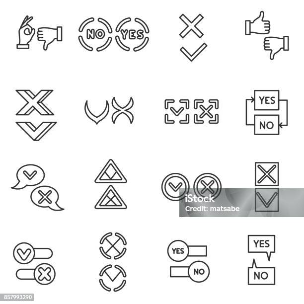 Yes And No Icons Set Stock Illustration - Download Image Now - Animal Arm, Animal Body Part, Animal Limb