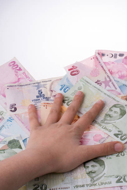 istock Hand holding Turksh Lira banknotes  in hand 857997110