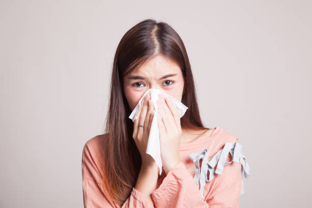 istock Young Asian woman got sick and flu. 858004400
