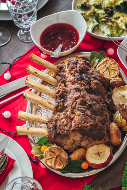 istock Traditional Christmas Dinner with Roasted Veal Rack 858004760