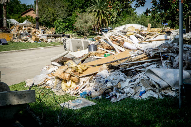 Trash and debris outside of Houston homes stock photo