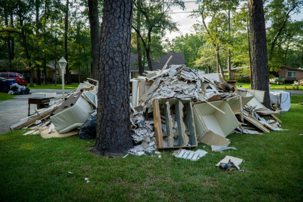 Trash and debris outside of Houston homes stock photo