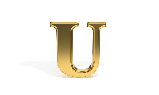 C gold colored alphabet, 3d render