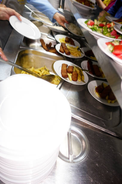 istock Dining hall, kitchen services, textile the chefs prepare the food 858031252