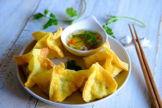 istock Spicy Crispy Wonton with Pork and Prawns Filling 858034478