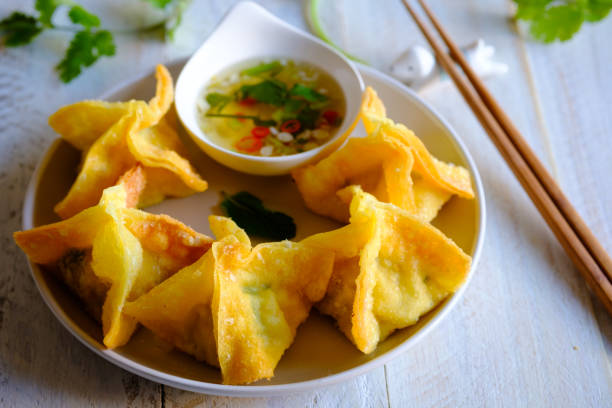 istock Spicy Crispy Wonton with Pork and Prawns Filling 858034480