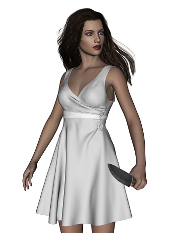 3d illustration of Woman with knife,Concept and ideas background for book cover or horror movie poster