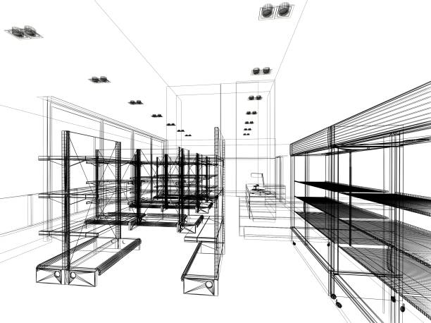 istock sketch design of supermarket ,3d  rendering 858053510
