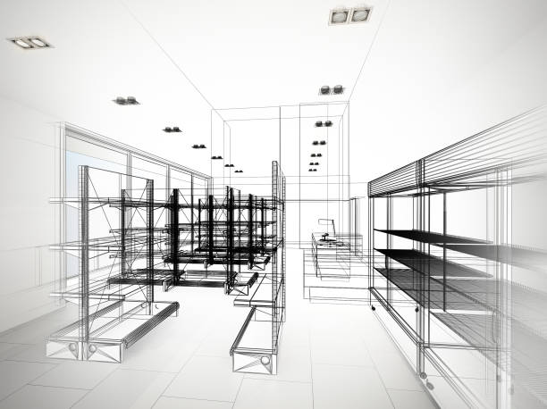 istock sketch design of supermarket ,3d  rendering 858053706