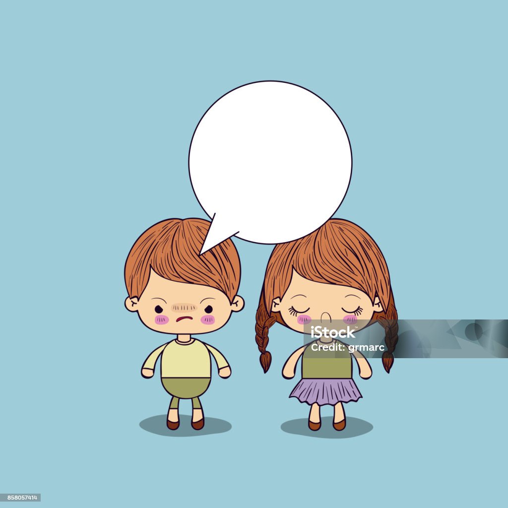 Nền Màu Xanh Tức Giận Chàng Trai Với Hộp Thoại Và Cô Gái Buồn Hình ...