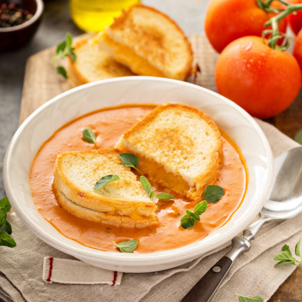 istock Tomato soup with grilled cheese sandwiches 858061056