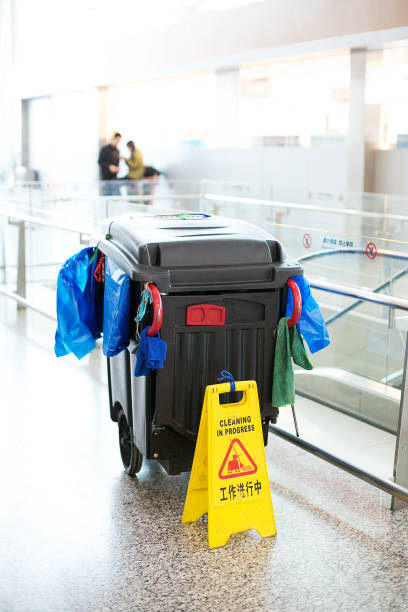istock cleaning cart in modern hall 858063524