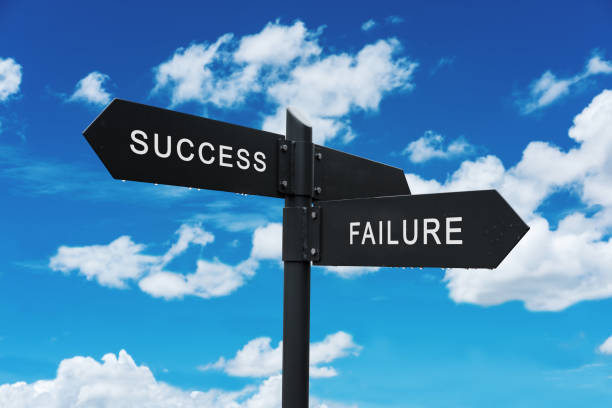 istock Life choices concept, Success and Failure Signpost, on blue sky background 858063798