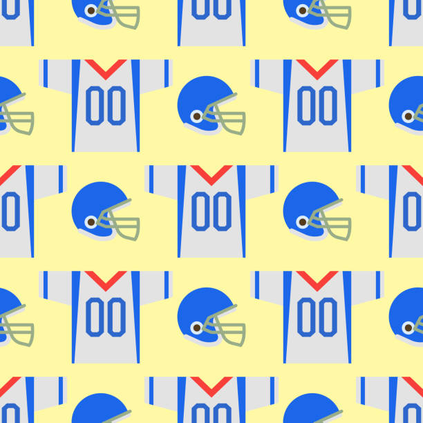 illustrations, cliparts, dessins animés et icônes de football américain joueur uniformes sport jeu transparente motif vecteur style cartoon quarterback saut athlète usa de succès - sack