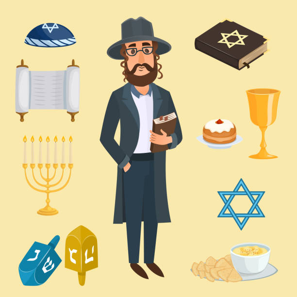 вектор вектора еврейских иконок - judaism hanukkah menorah symbol stock illustrations
