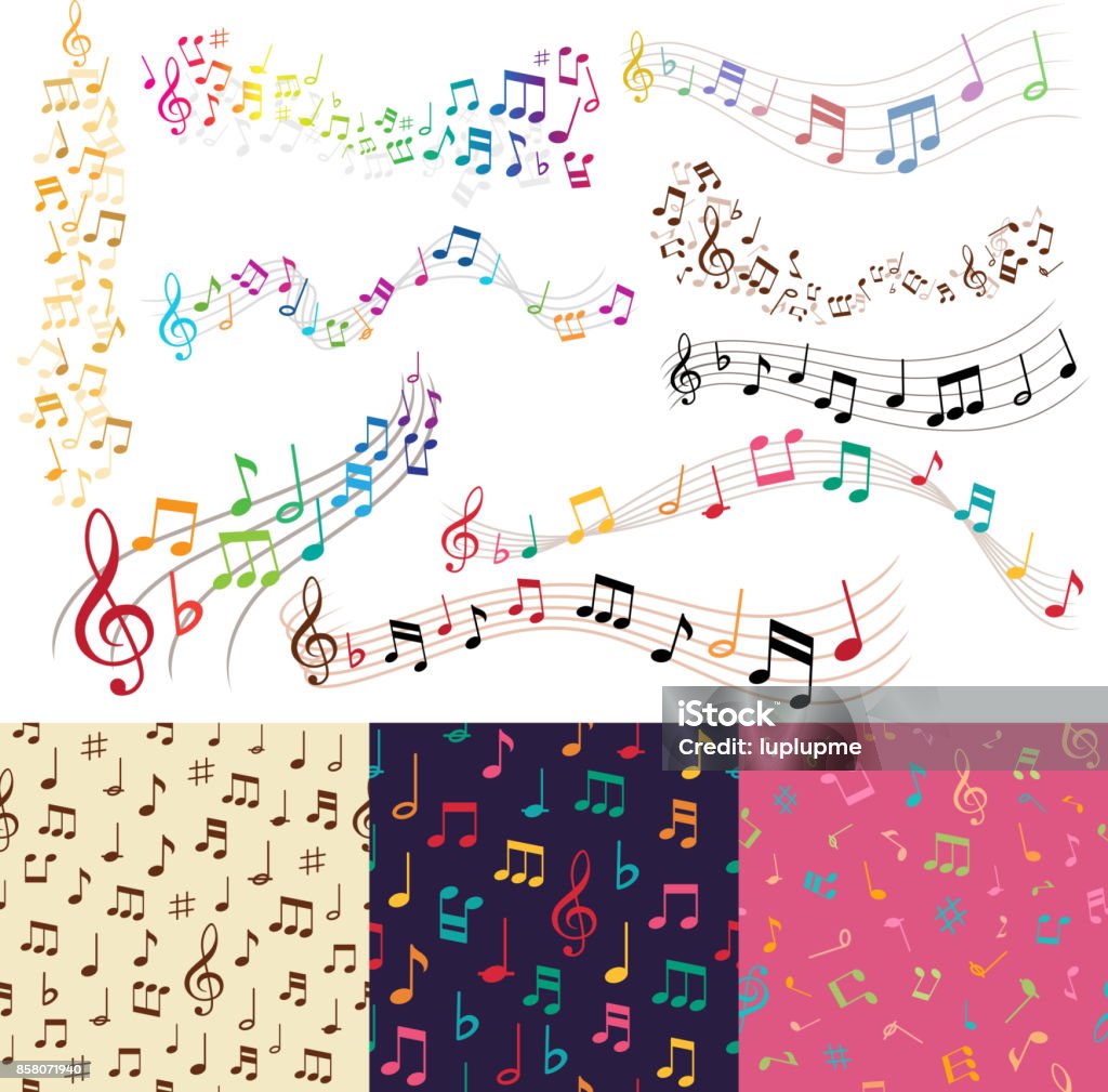 Vector musique notes musique mélodie fond vecteur sans soudure de fond - clipart vectoriel de Musique libre de droits