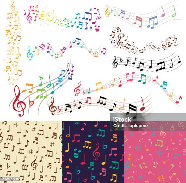 Vector Musique Notes Musique Mélodie Fond Vecteur Sans Soudure De Fond Vecteurs libres de droits et plus d'images vectorielles de Musique