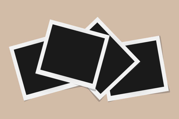 istock Collage of square vector photo frames isolated on beige background. Template retro photo design. Vector illustration 858082616