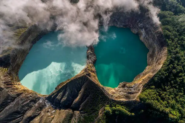 Photo of Aerial view of Kelimutu volcano and its crater lake, Flores, Indonesia