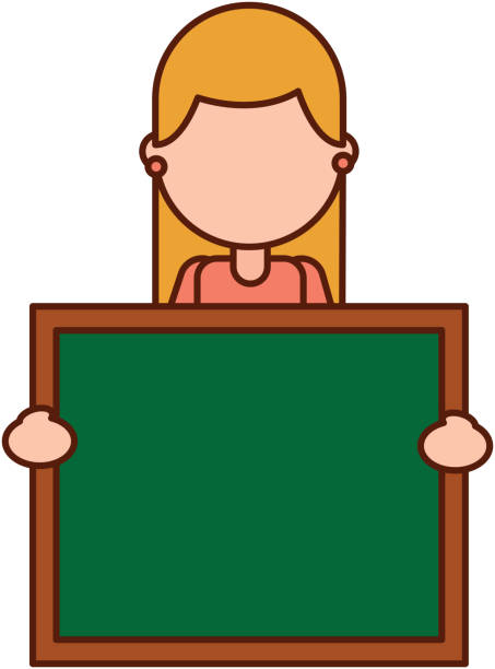 character teacher holding board class element character teacher holding board class element vector illustration dog holding board stock illustrations