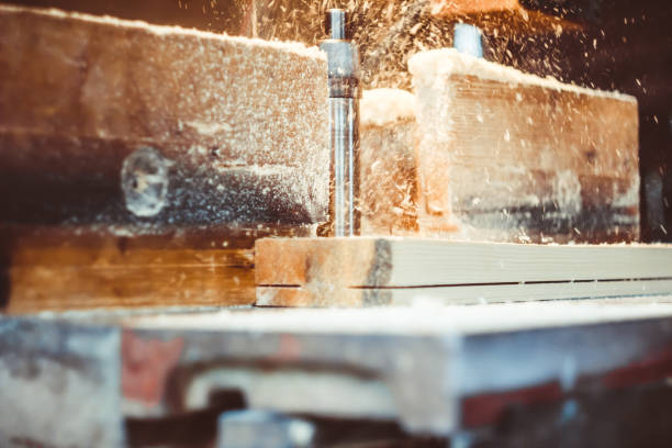 istock sawing boards on the machines 858095674