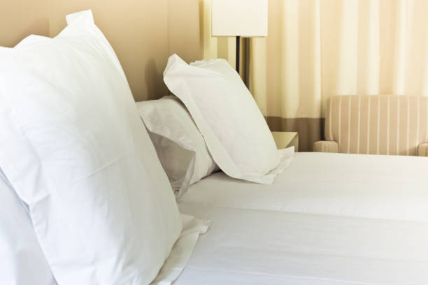 istock Prepared fresh bed, scene in hotel room 858096676