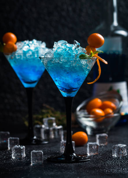 istock Blue cocktail in martini glasses 858102996