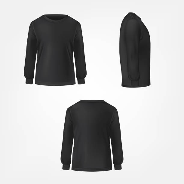 黒ジャンパー 3 側面は現実的なベクトルを表示します。 - t shirt men template clothing点のイラスト素材／クリップアート素材／マンガ素材／アイコン素材
