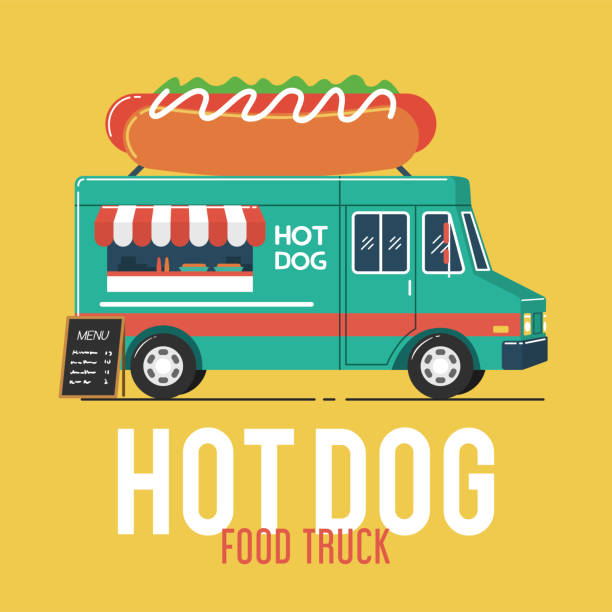 Hot Dog Food Truck Food truck illustration hot dog stand stock illustrations