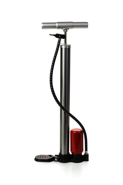 istock Bicycle air pump isolated on white background 858106568