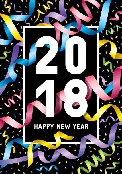 Vector illustration of Happy new year confetti streamers