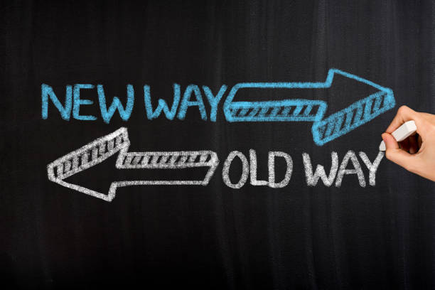 istock Old Way New Way on Blackboard 858118388