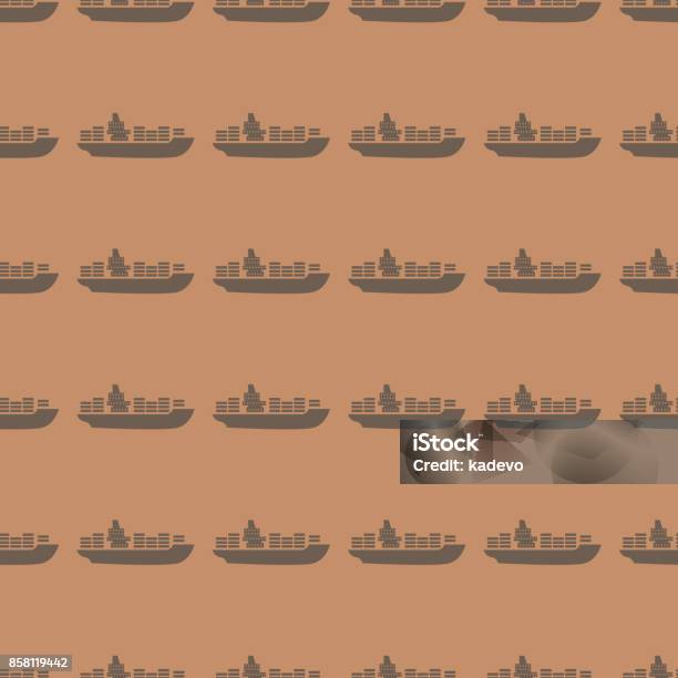 Sea Transport Vector Illustration On A Seamless Pattern Background Stock Illustration - Download Image Now